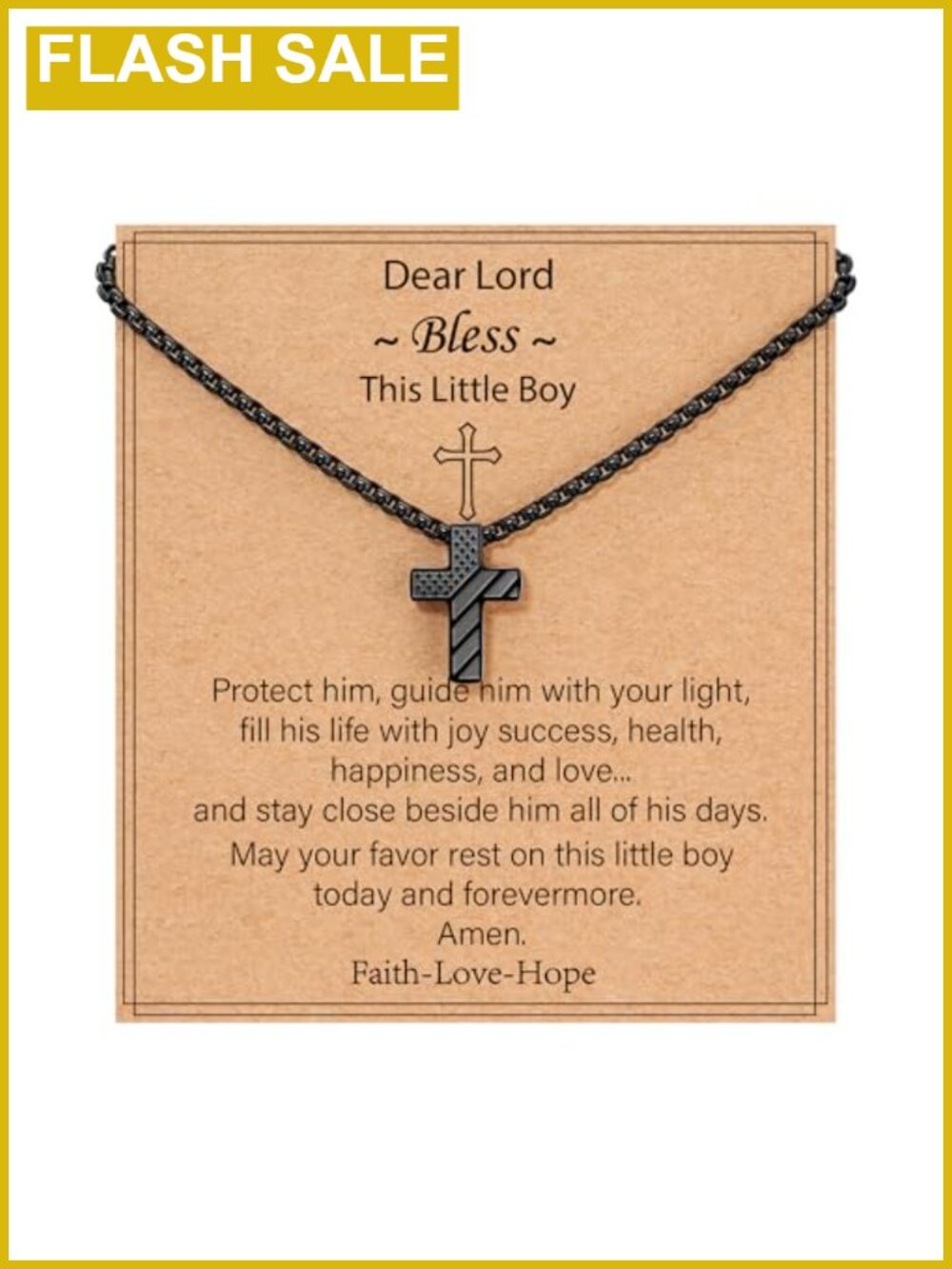Boys Cross Necklace 316L Stainless Steel Baptism Jewelry Gift